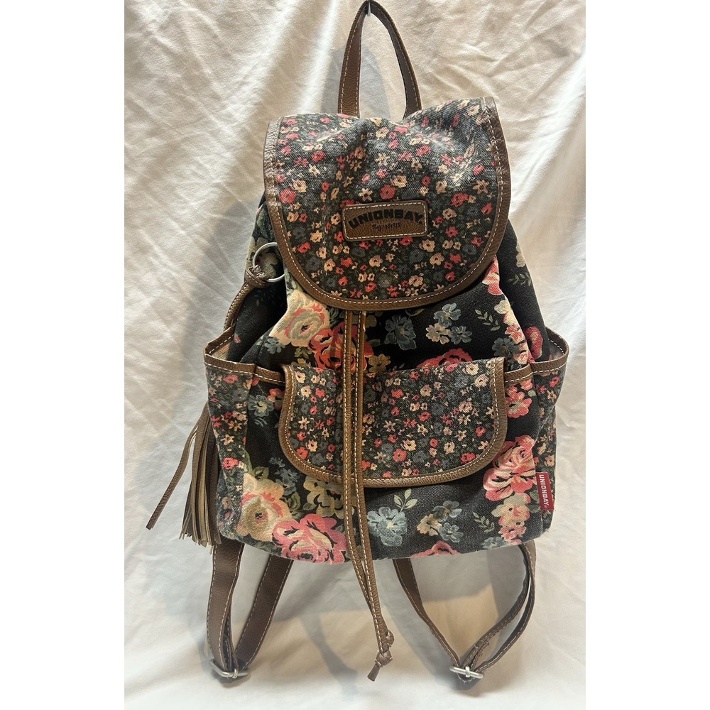 VTG Y2K Unionbay Floral Canvas Backpack Purse Boho Hippie Cottagecore